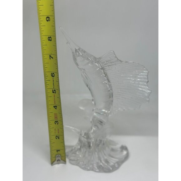 VTG Lenox Fine Crystal Clear Swordfish Sculpture Water Dance Collection 8.5" - Picture 6 of 6